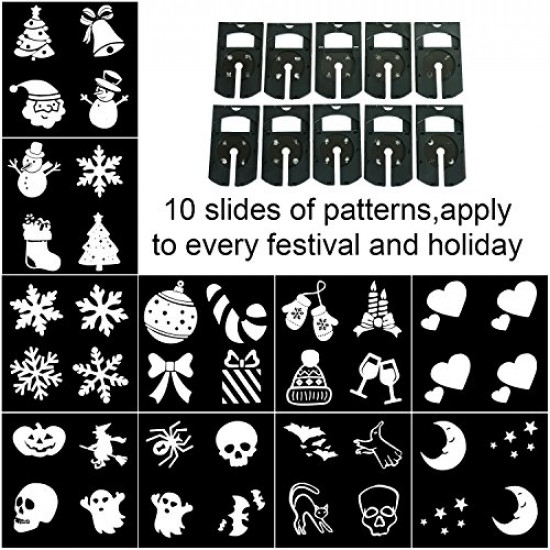 Projetor de Luz Laser Led Festas com 10 Motivos Branco