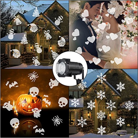 Projetor de Luz Laser Led Festas com 10 Motivos Branco