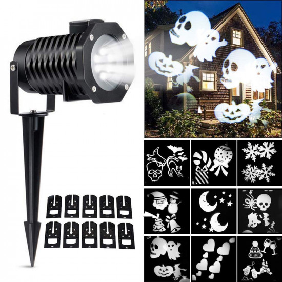 Projetor de Luz Laser Led Festas com 10 Motivos Branco