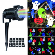 Projetor de Luz Laser Led Festas com 10 Motivos Coloridos