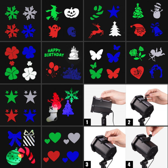 Projetor de Luz Laser Led Festas com 12 Motivos Projetor de Luz Laser Led Festas com 12 Motivos