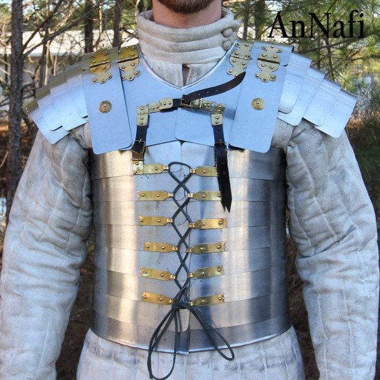 Armadura Medieval Grego Romano Prateado Metal Colecionador