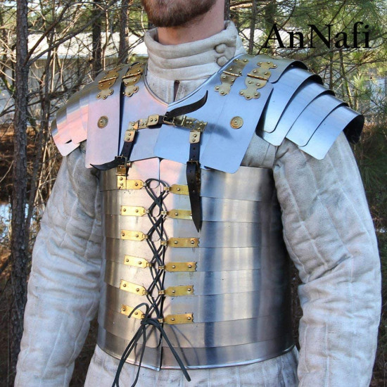 Armadura Medieval Grego Romano Prateado Metal Colecionador