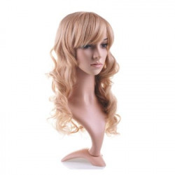 Peruca Adulto Loira com Franja Sexy Ondulada Fibra Sintética Natural