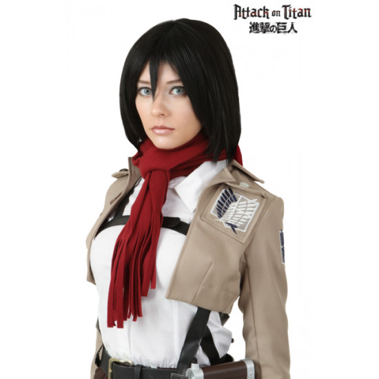 Peruca Attack on Titan Mikasa Adulto Luxo