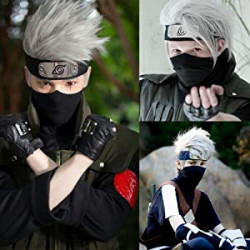 Peruca Naruto Luxo Cosplay Kakashi Hatake Kit
