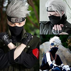 Peruca Naruto Luxo Cosplay Kakashi Hatake Kit Peruca Naruto Luxo Cosplay Kakashi Hatake Kit