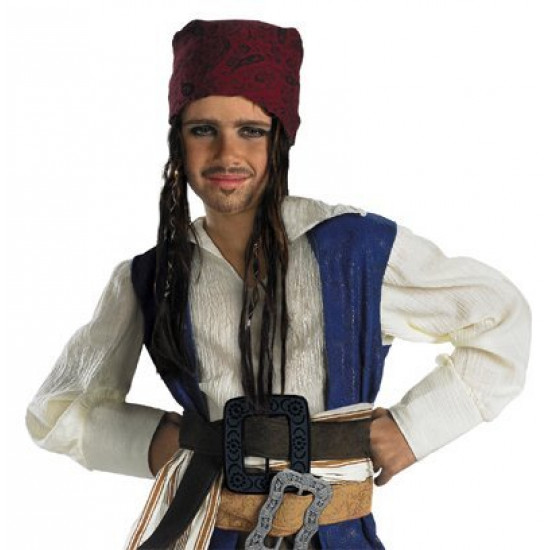 Piratas do Caribe Jack Sparrow Bardana e Tranças