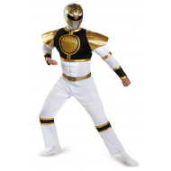 Fantasia Adulto Power Rangers Mighty Morphin Branco Luxo