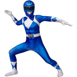 Fantasia Power Rangers Azul Infantil Luxo