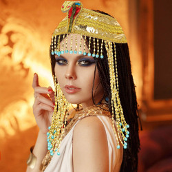 Enfeite de Cabeça Cleópatra Egípcio Dourado Adulto Longo