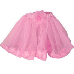 Fantasia Infantil Tutu de Tule Floral Rosa
