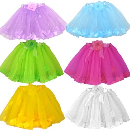 Tutu Infantil de Tule Floral Colorido
