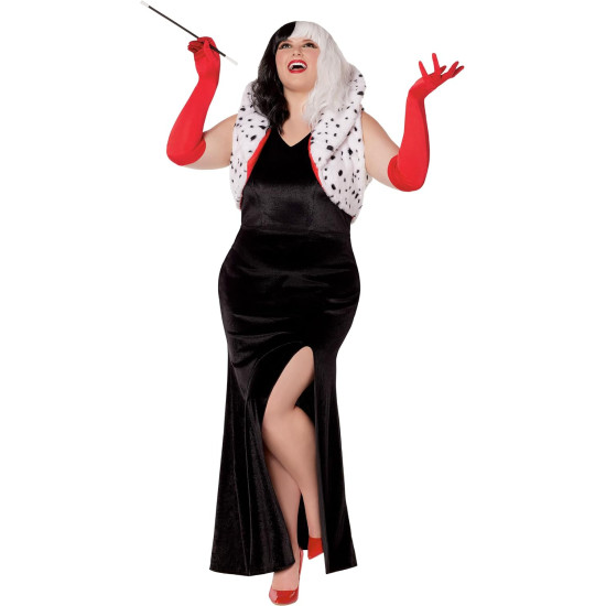 Fantasia Adulto Cruela Longo Luxo Fantasia Adulto Cruela Longo Luxo