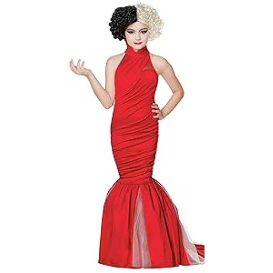 Fantasia Adulto Cruela Longo Vermelho Clássico Fantasia Adulto Cruela Longo Vermelho Clássico